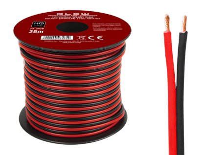 Zvočniški kabel 2x2,50 mm črni/rdeči 25 m