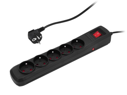 Podaljšek s stikalom 3m R-5 črn