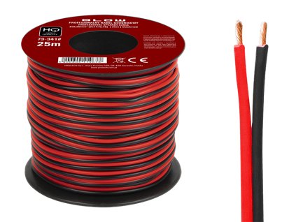 Kabel za zvočnike 2x0,35 mm črno/rdeč 25 m