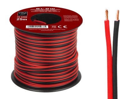 Zvočna kabel 2x0,22 mm črna/rdeča 25 m