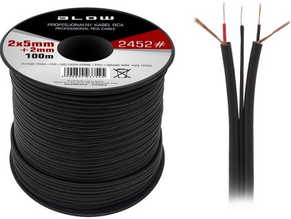 RCA AVDIO kabel 2x5mm črna + kontrola