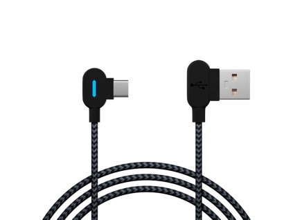 USB A - USB-C 1,5m pod kotom, črn
