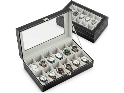 Škatla za ure 12 kos MS-710, črna in bež