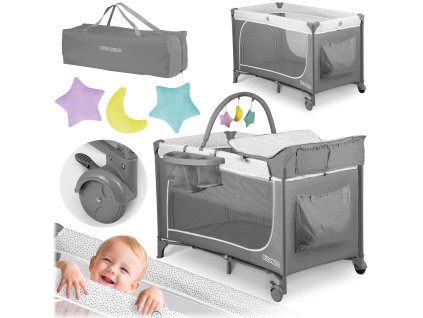 Potovalna posteljica 125x65x78cm RK-241 siva