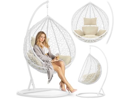 Viseči vrtni stol Hawana beli + bež blazine Sofotel