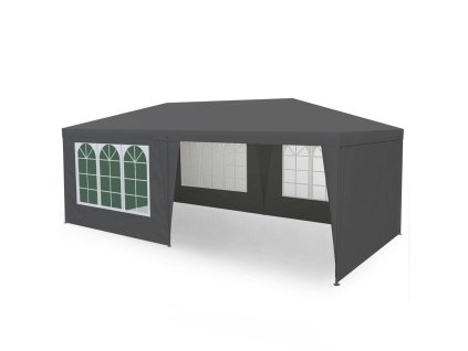 Vrtni paviljon s 4 stenami 3 x 6m siv Plonos