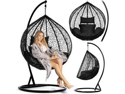 Viseči vrtni stol Hawana črna + črne blazine Sofotel