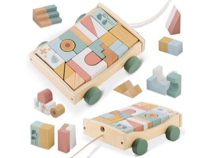 Lesena vlečna igrača s kockami NK-853 Nukido