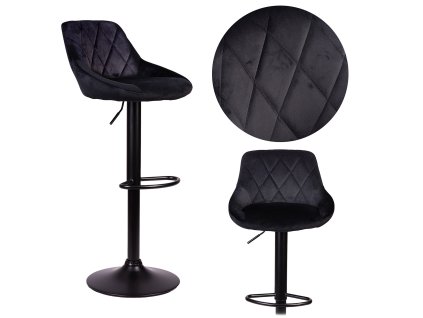 Barski stol s hrbtom Nerra Sofotel črna s črnim podstavkom