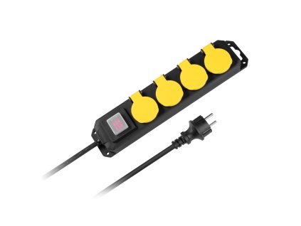 Rebel podaljšek s stikalom 4 vtičnice - 1,5m, IP44