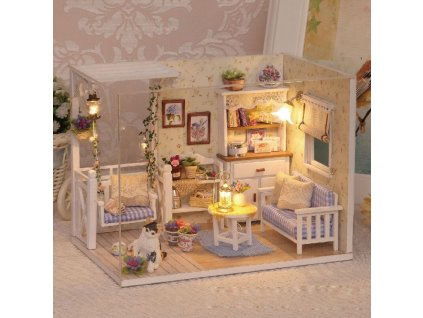 Domek dla lalek drewniany retro model DIY 3013 72282%281%29