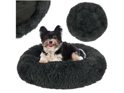 Legowisko dla psa poduszka pluszowa 60cm ciemny szary 162815