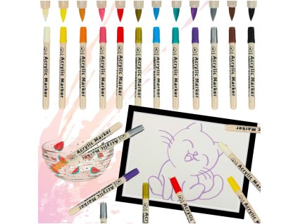Markery akrylowe do tkanin kamieni pisaki flamastry mazaki wodoodporne DIY 12 szt 167924