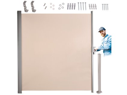 Markiza boczna tarasowa LUARO parawan zwijana 180 x 400 cm bezowa 170174