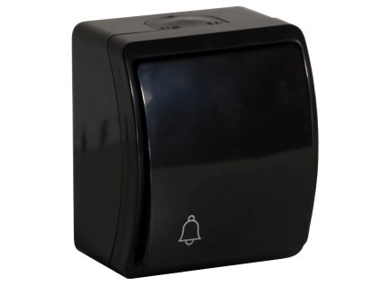 Črni površinski zvončnikov gumb IP44 10 kosov