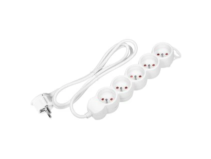 Podaljšek s 5 vtičnicami, 3m, bel