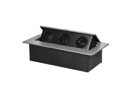 Vgradni pohištveni vtič 3x2P+E, srebrn