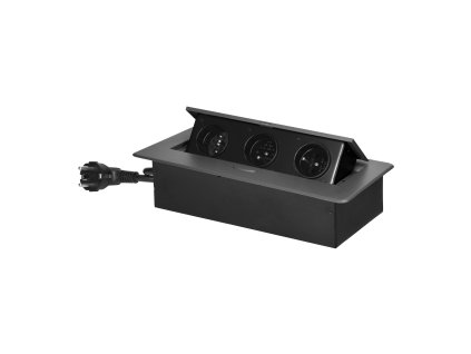 Vgradena pohištvena vtičnica 3x2P+E, 1,5m kabel, grafit