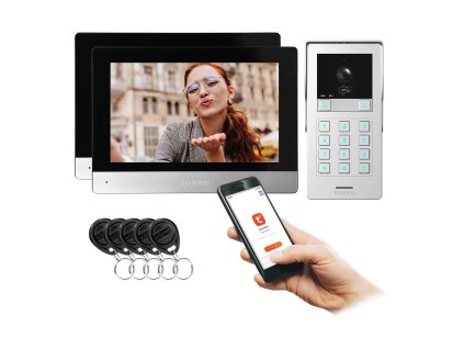 Dvojdružinski video domofon 8" Wi-Fi, kodna ključavnica