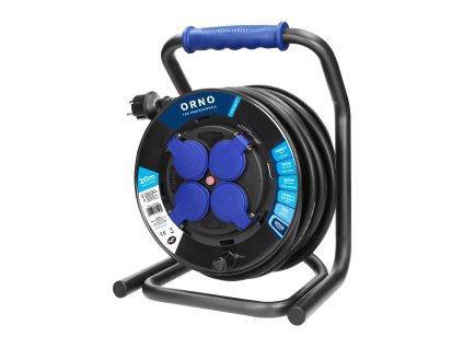 Podaljšek na kolutu 20m, 4 vtičnice, IP44, zaščita pred preobremenitvijo