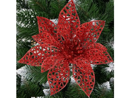 20090 ca0727 ozdoba swiateczna poinsettia 11x11 cm M0