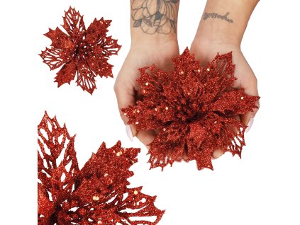 104492 ca0802 ozdoba swiateczna poinsettia 16 cm M0