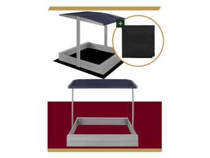 166824 sbp120rset01 piaskownica drewniana premium 120 x 120 cm zestaw z daszkiem M0