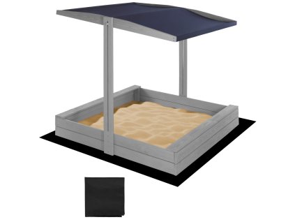 166974 sbp120rset01 piaskownica drewniana premium 120 x 120 cm zestaw z daszkiem M0