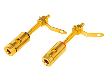 Zlati bananasti konektorji rdeči in črni 2 kosa