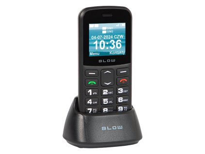 Telefon za starejše z napajalno postajo črn