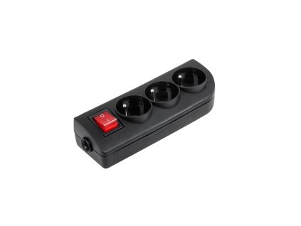 Mrežna vtičnica 3x 230V črna z stikalom GN-30W-2
