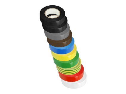 Komplet izolacijskih trakov, negorljiv, mešanica barv, 19 mm širok, 0,13 mm debel, 20 m dolg, 10 kosov