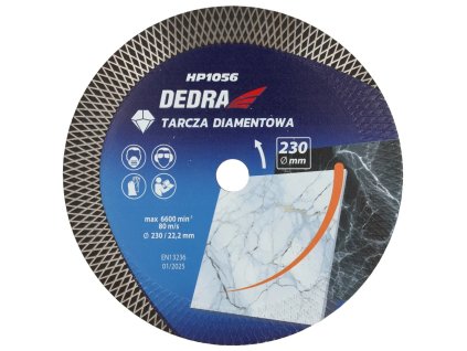 Diamantna rezalna plošča z rombastim segmentom, DEDRA H1056, mokro rezanje, suho rezanje, premer 230 mm