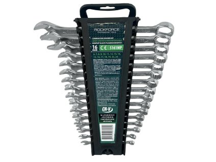 ROCKFORCE Komplet odprtih in očkovnih ključev 16 delov 6-19, 22, 24 mm