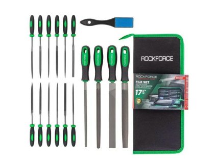 ROCKFORCE Komplet PILNIKOV, IGELITOV za KOVINO in les 17 KOSOV + TORBA