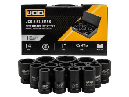 Set udarnih vtičnikov JCB 1" Cr-Mo 6-okolčnih globokih 14 delni