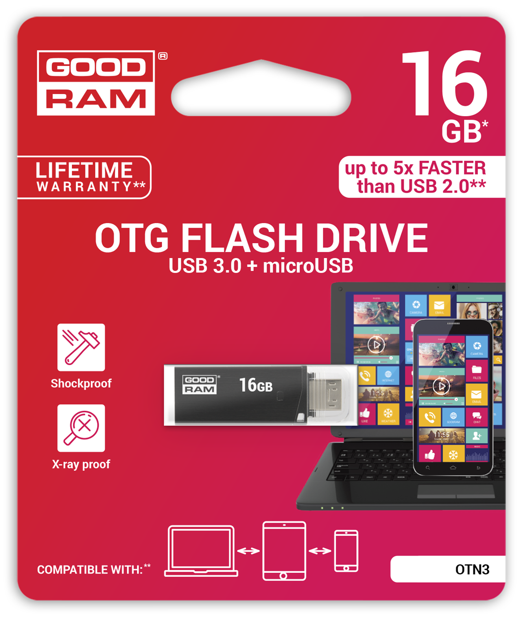 Goodram USB ključek 3,0 + microUSB 16GB OTG črni