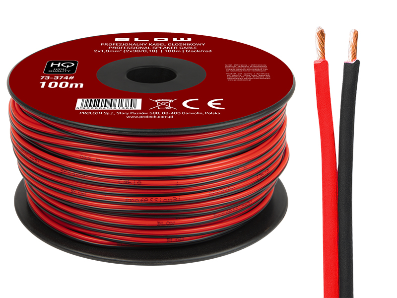 BLOW Kabel za zvočnike 2x1,00 mm črni/rdeči