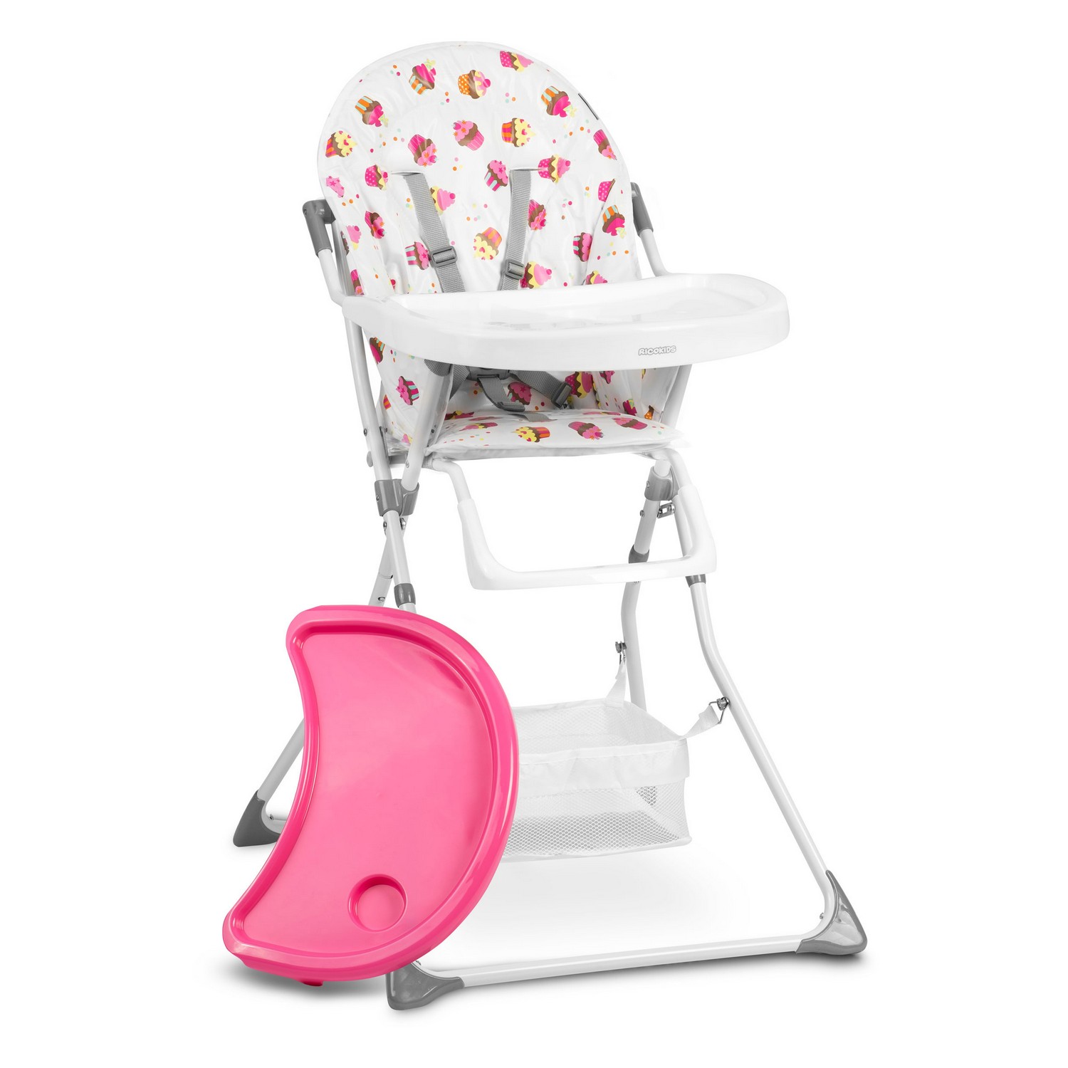 Ricokids Otroški jedilni stolček Eldo belo-roza