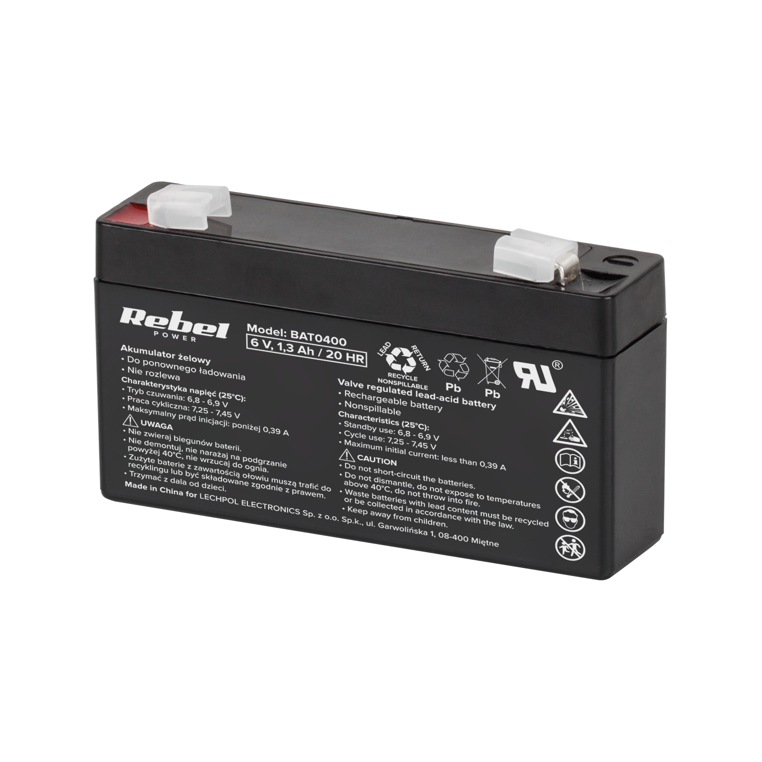 Rebel Gelna 6V baterija 1,3Ah BAT0400