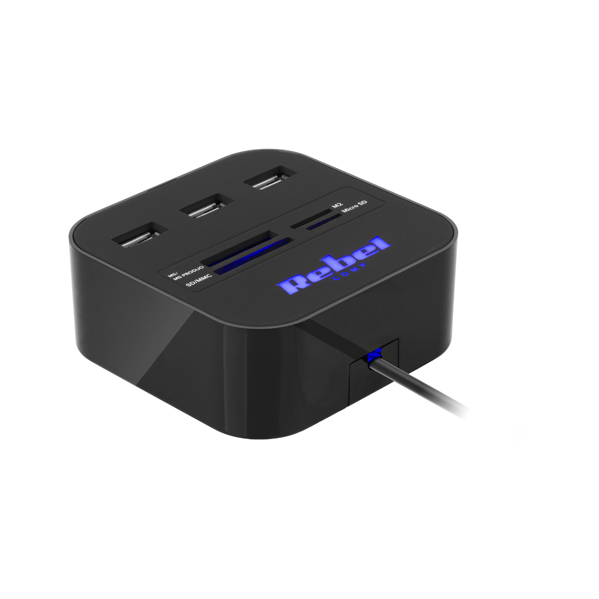 USB HUB z bralnikom kartic MS/SD/M2/MicroSD REBEL