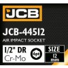 JCB Udarna vtičnica 1/2" 12 mm 6-ploščna Cr-Mo GLAVA