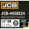 JCB UDARNI POGLOBOKI PRIKLJUČEK 1/2" Cr-Mo 6-kotnasti 24mm NASADNI KLJUČ