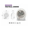 Električni grelec MISTRAL 2000 W z vgrajenim ventilatorjem