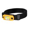 LED naglavna svetilka 80lm, polnilna, rumena