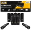 JCB Komplet globokih udarnih nastavkov 1/2" Cr-Mo 6-koten 10 kosov