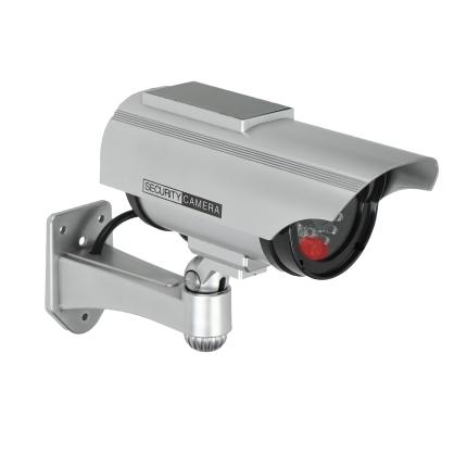 Maketa CCTV bezpečnostnej kamery so solárnym panelom.