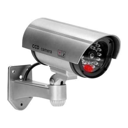 Maketa bezpečnostnej CCTV kamery, na batérie, strieborná