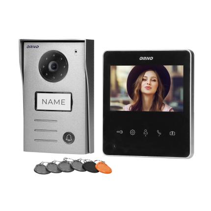 Sada videovrátnika NAOS pre 2 vodiče, handsfree, viacfarebný 4,3" LCD displej, externý panel s čítačkou kariet a proximity tagov, RFID, čierna