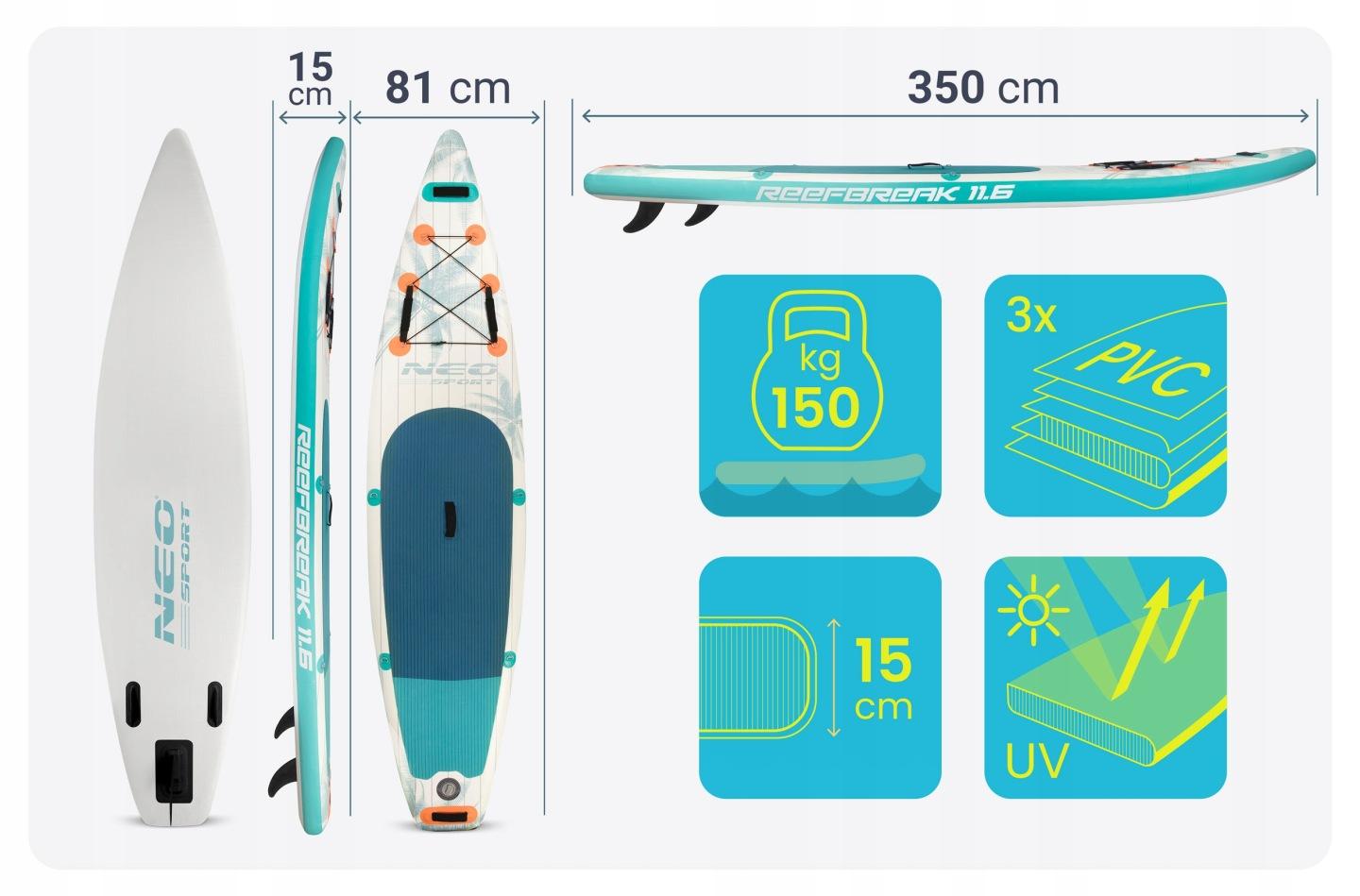 Detail produktu Nafukovací paddleboard Reefbreak 350 cm s príslušenstvom J-170315